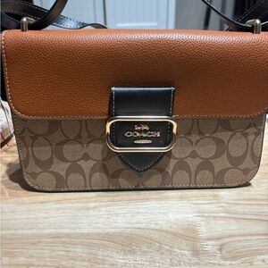 Coach Tan and Black Crossbody Bag New